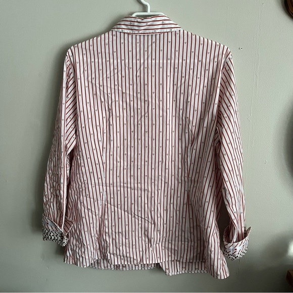 3/$40 Gerry Webber Edition Button Down Shirt Red &White Strip with Heart Details - Picture 2 of 7